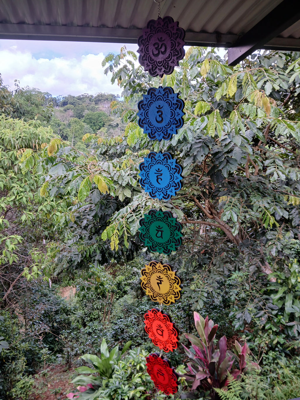 CHAKRAS CHAIN - SET OF SEVEN MULTILAYER WOOD MANDALAS